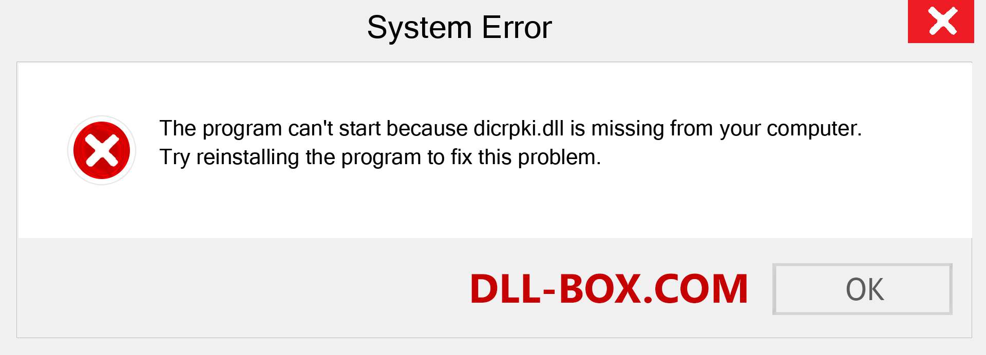  dicrpki.dll file is missing?. Download for Windows 7, 8, 10 - Fix  dicrpki dll Missing Error on Windows, photos, images