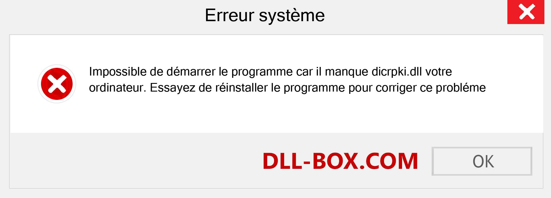 Le fichier dicrpki.dll est manquant ?. Télécharger pour Windows 7, 8, 10 - Correction de l'erreur manquante dicrpki dll sur Windows, photos, images